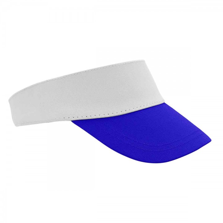 Beyaz Saks Mavi Pamuk Gabardin Royal Match Visor Promosyon Tenisçi Şapkası